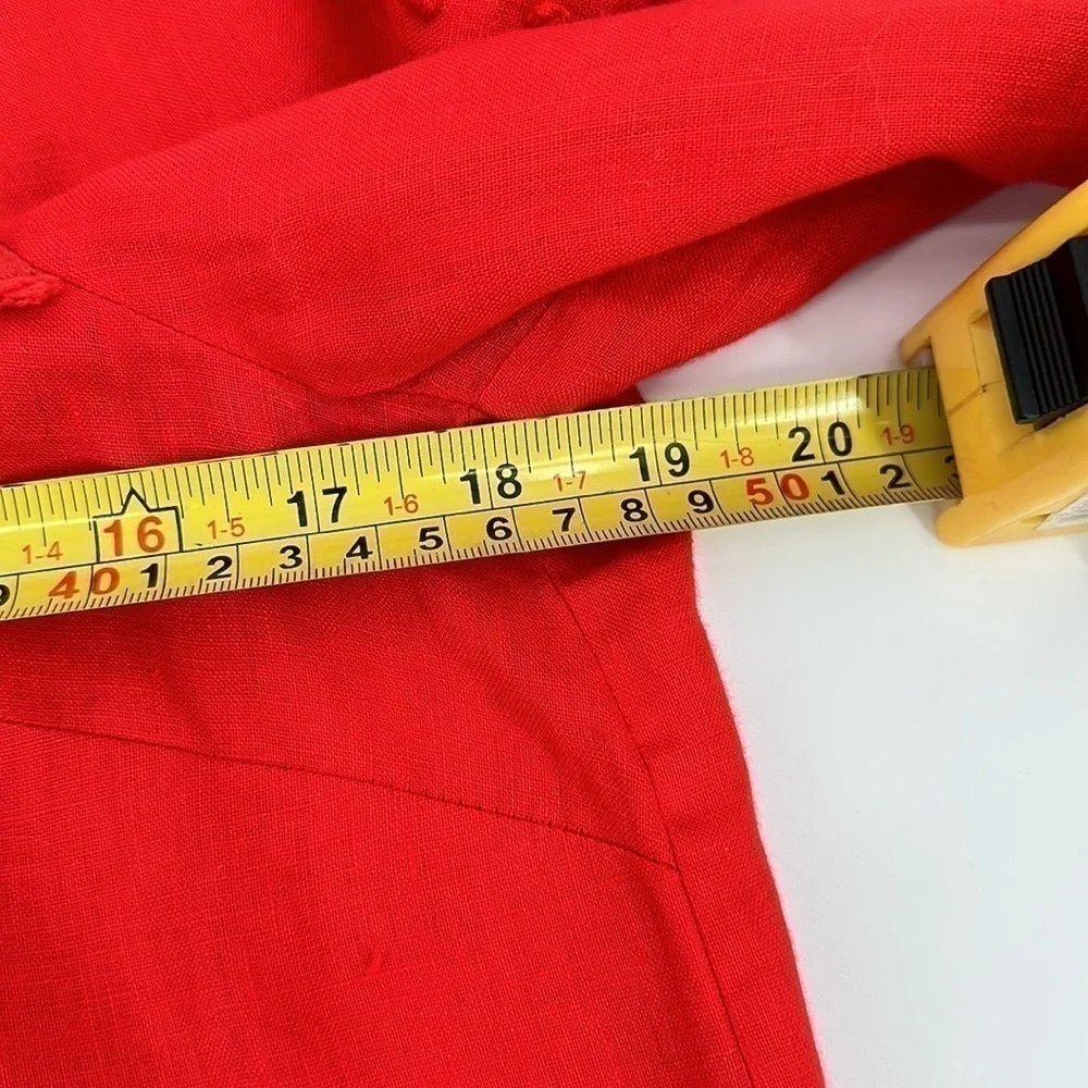 J. Crew Red Embroidered Linen Top Size 6